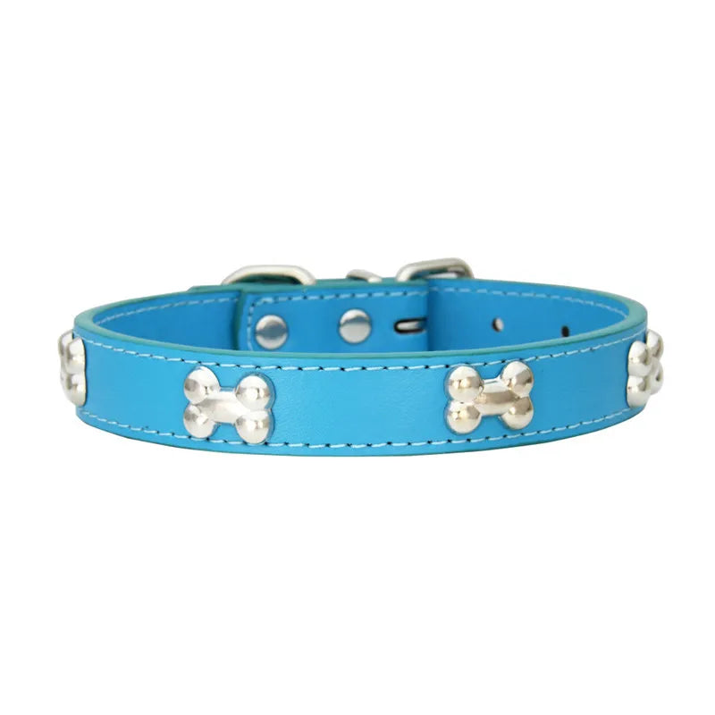 Durable Bone Leather Dog Collars – Adjustable Puppy & Small Dog Accessories