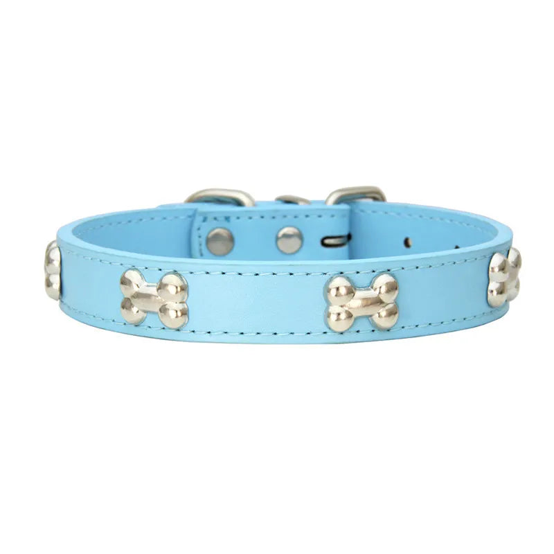 Durable Bone Leather Dog Collars – Adjustable Puppy & Small Dog Accessories
