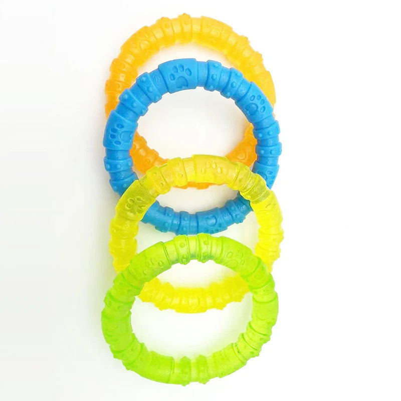 Interactive Rubber Dog Toys | Bite-Resistant Chew Bones & Rings for Small Dogs