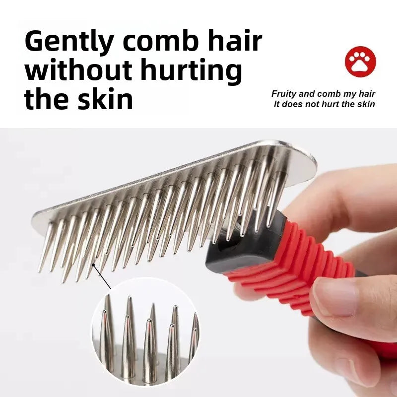 Deshedding Grooming Rake – Detangling Comb for Long-Haired Dogs