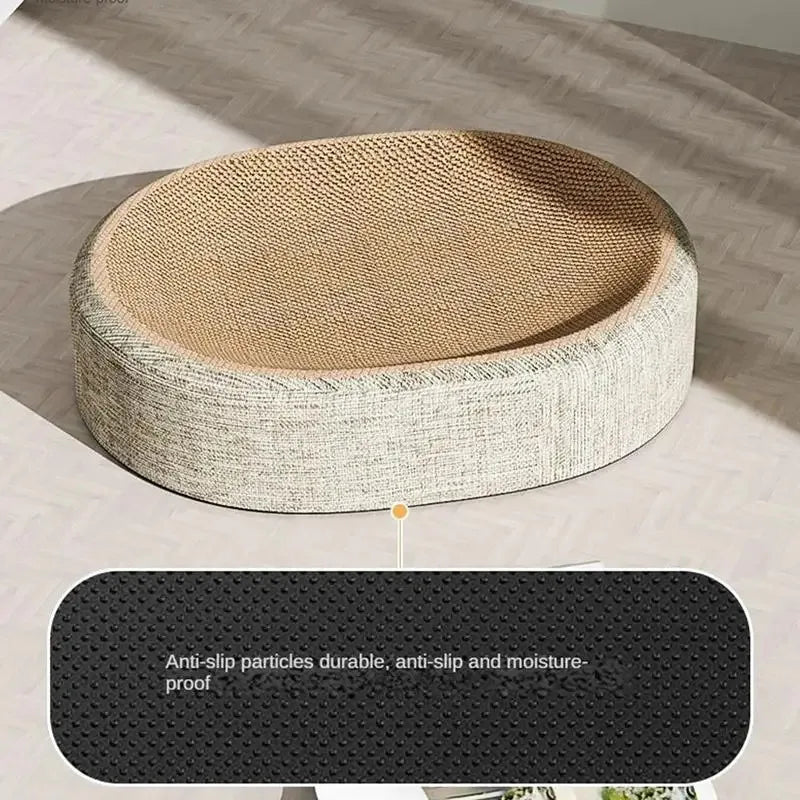 2-in-1 Oval Cat Scratcher & Cozy Bed – Durable Sisal Claw Toy & Furniture Protector