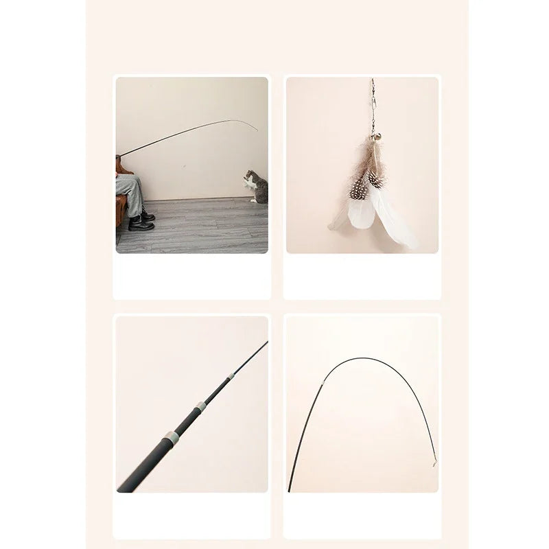 Telescopic Cat Feather Toy – 1.8m Extended Interactive Stick for Cats