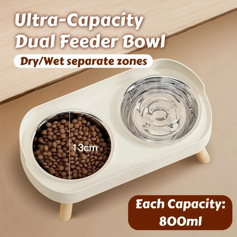 Elevated Pet Feeder – Dual Stainless Steel Bowls with Neck Support for Cats & Dogs