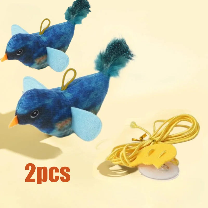 Interactive Cat Bird Toy | Catnip Plush Teaser with Realistic Sound