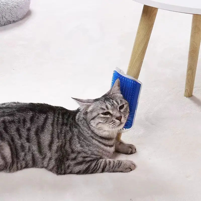 Cat Corner Massage Brush – Self-Cleaning Wall Grooming & Hair Removal Tool