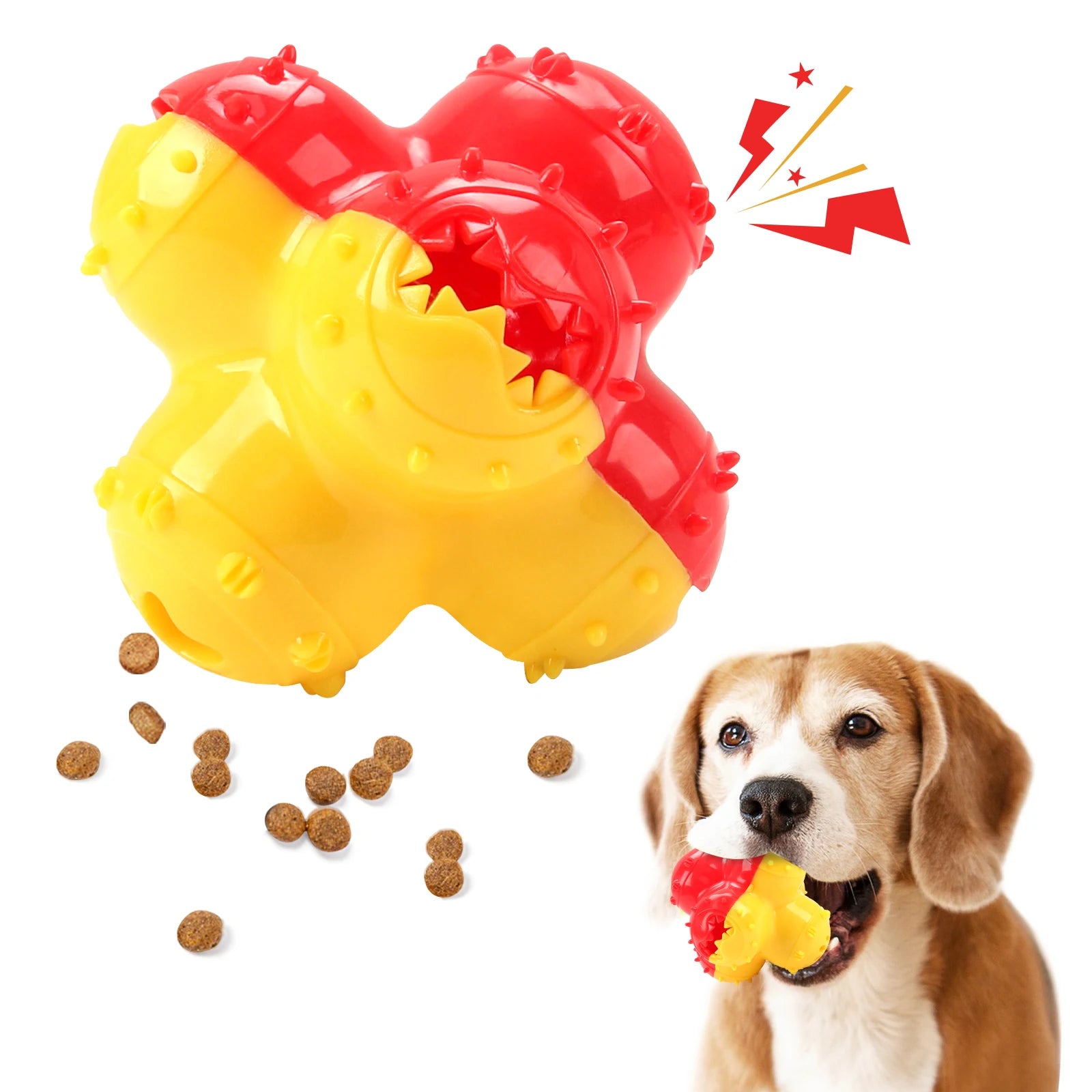 Interactive Dog Chew Toy Ball | Teeth-Cleaning, Sound & Treat Dispenser for Dogs