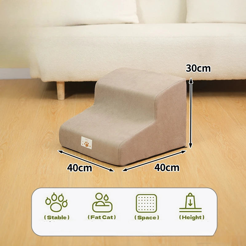 Memory Foam Pet Ramp – 2/3 Step Stair for Dogs & Cats, Removable & Washable