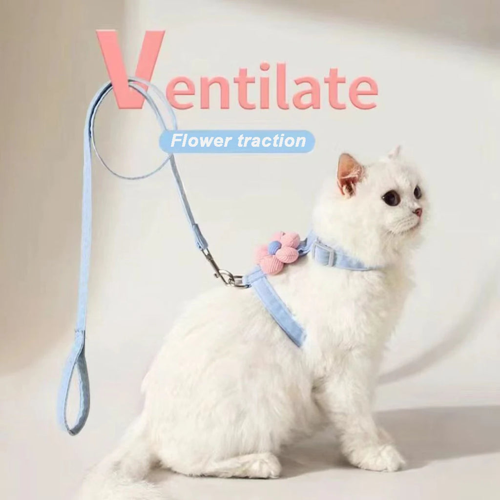 Adjustable Cat Harness & Leash Set – Breathable Chest Strap for Small Cats