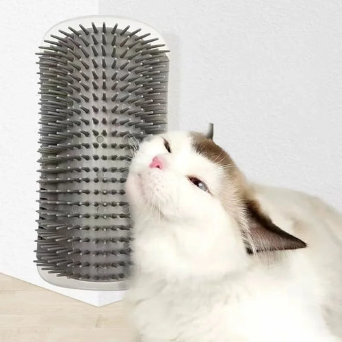 Cat Corner Massage Brush – Self-Cleaning Wall Grooming & Hair Removal Tool