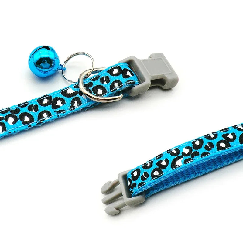 Adjustable Leopard Print Cat & Dog Collar – Cute Bell Pet Accessory