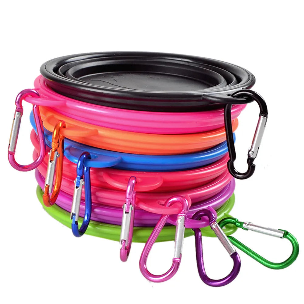 Collapsible Pet Bowl – Portable Silicone Dog & Cat Food and Water Dish with Carabiner
