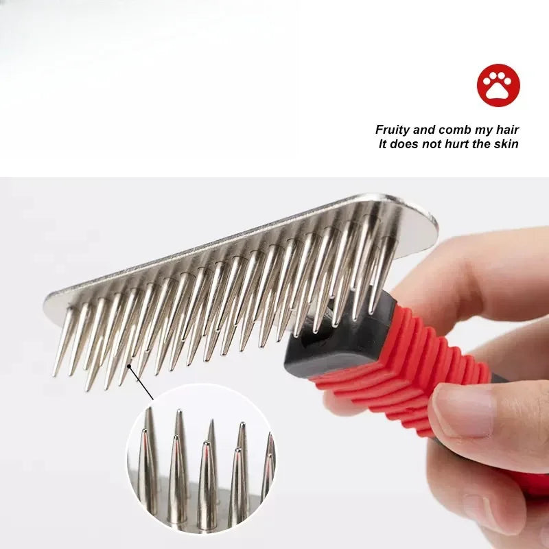 Deshedding Grooming Rake – Detangling Comb for Long-Haired Dogs