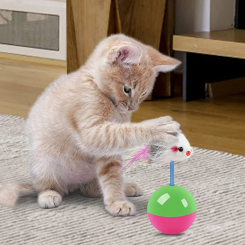 Interactive Cat & Dog Mouse Toy | Self-Righting Teaser for Play & Exercise