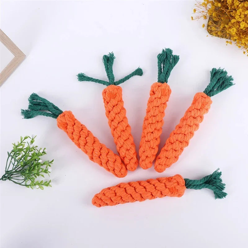 Cotton Rope Carrot Dog Toy – Durable Chew & Bite-Resistant Puppy Toy