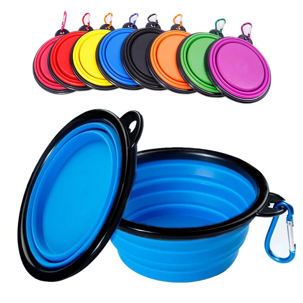 Collapsible Pet Bowl – Portable Silicone Dog & Cat Food and Water Dish with Carabiner