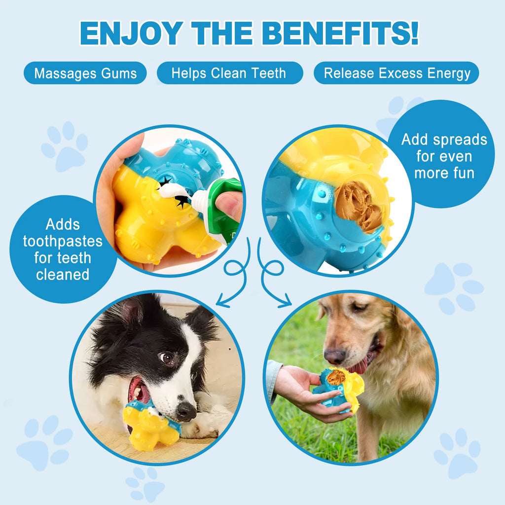Interactive Dog Chew Toy Ball | Teeth-Cleaning, Sound & Treat Dispenser for Dogs