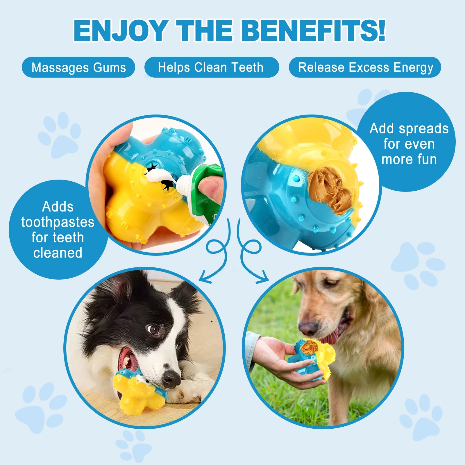 Interactive Dog Chew Toy Ball | Teeth-Cleaning, Sound & Treat Dispenser for Dogs