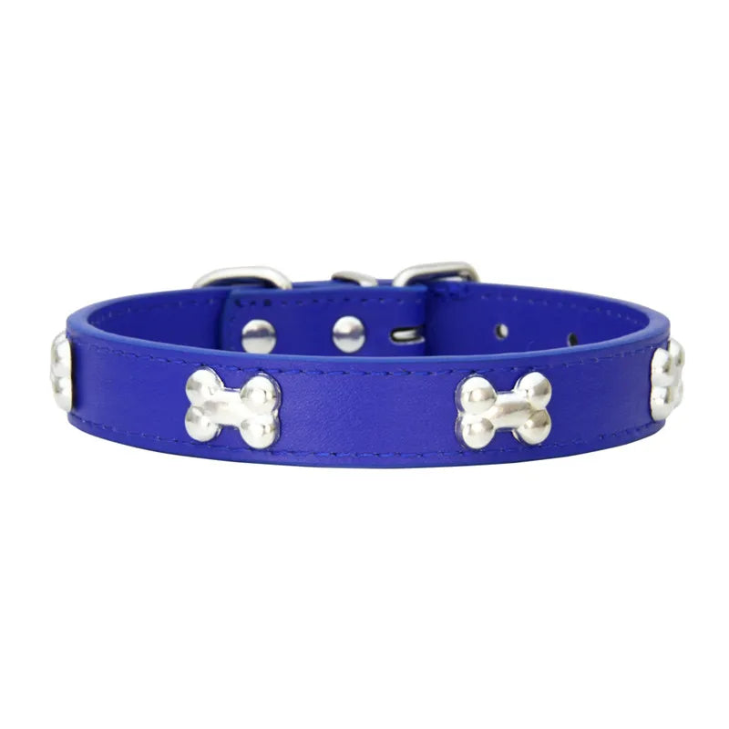 Durable Bone Leather Dog Collars – Adjustable Puppy & Small Dog Accessories