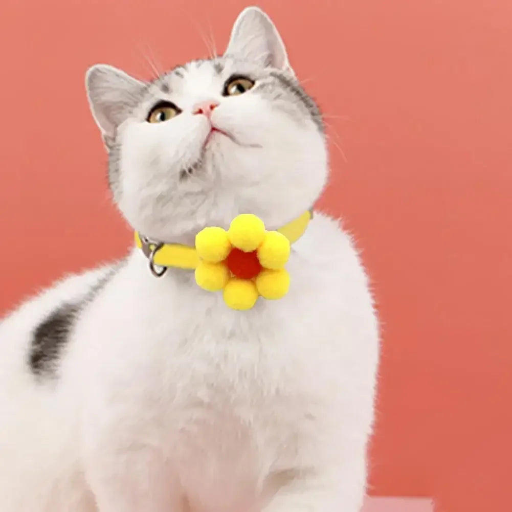Flower Cat Collar – Adjustable Bell Necklace for Kittens & Small Cats