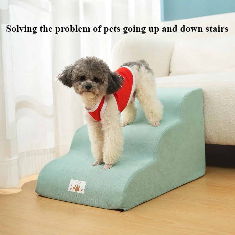 Memory Foam Pet Ramp – 2/3 Step Stair for Dogs & Cats, Removable & Washable