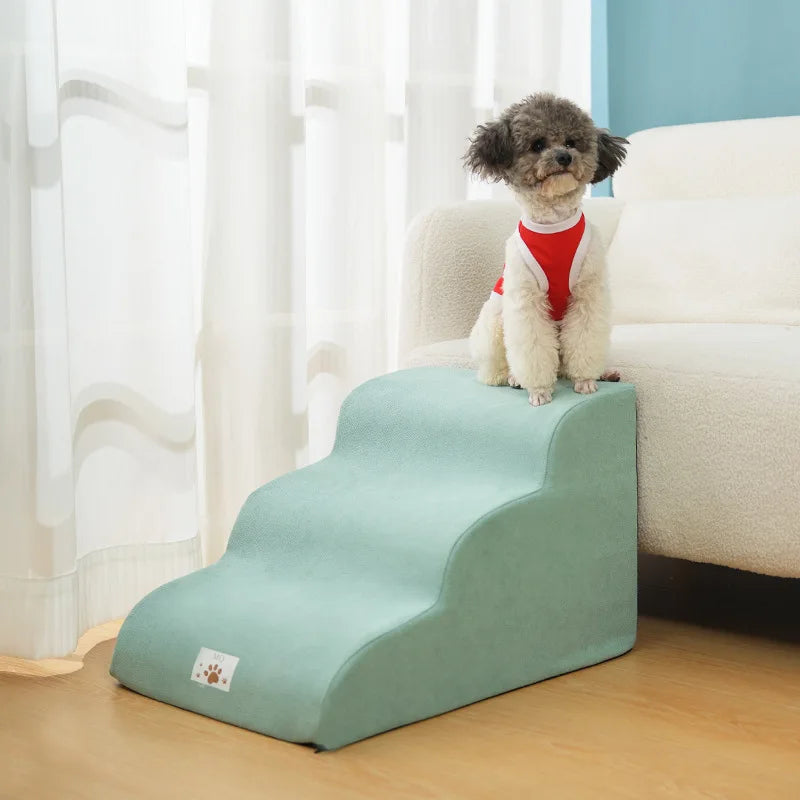Memory Foam Pet Ramp – 2/3 Step Stair for Dogs & Cats, Removable & Washable