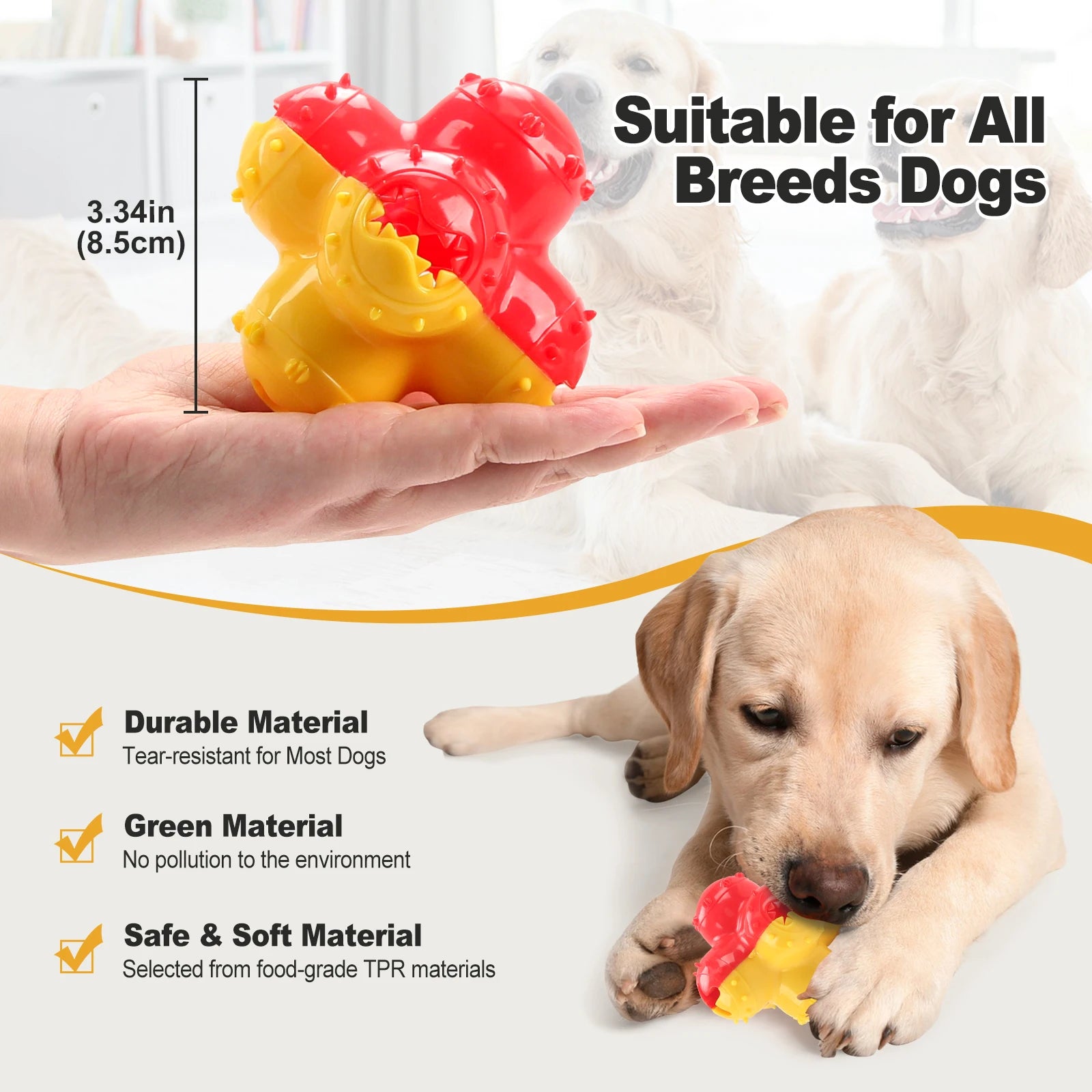 Interactive Dog Chew Toy Ball | Teeth-Cleaning, Sound & Treat Dispenser for Dogs