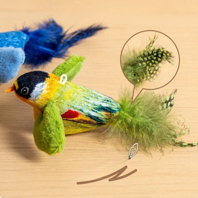 Interactive Cat Bird Toy | Catnip Plush Teaser with Realistic Sound