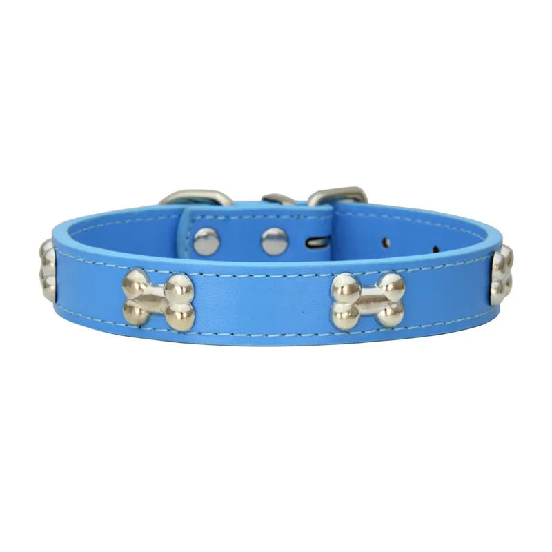 Durable Bone Leather Dog Collars – Adjustable Puppy & Small Dog Accessories