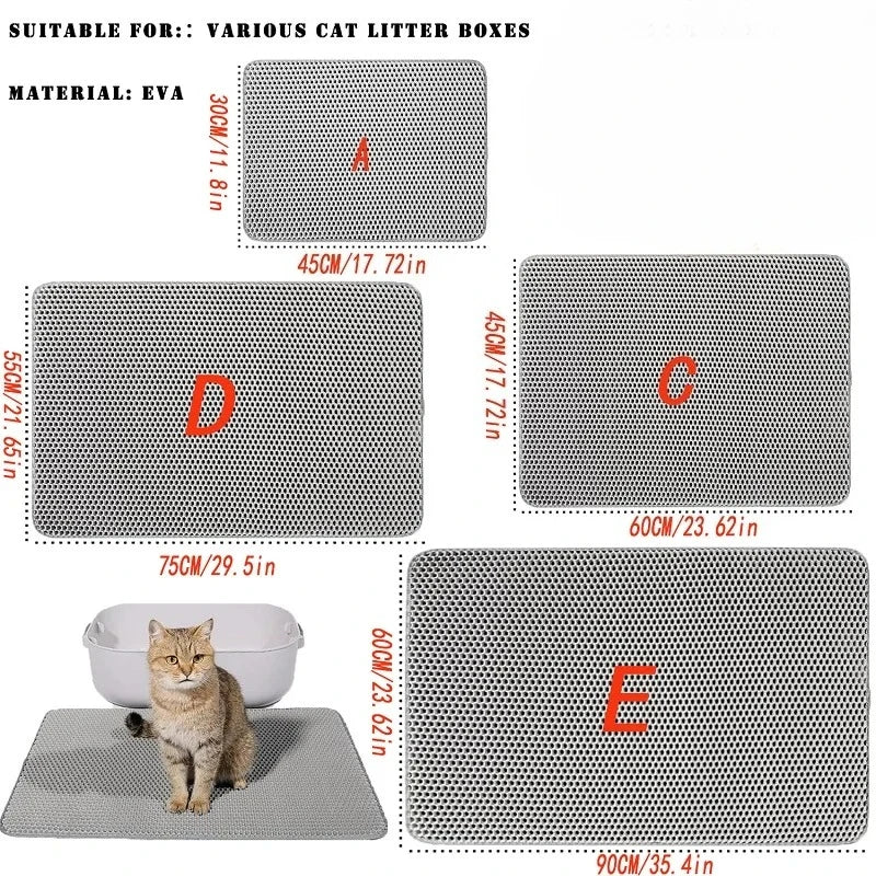 Large Cat Litter Mat – Waterproof Non-Slip Double-Layer Litter Trapping Pad
