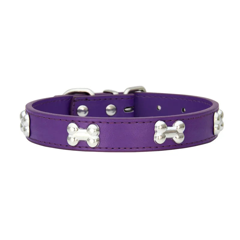 Durable Bone Leather Dog Collars – Adjustable Puppy & Small Dog Accessories