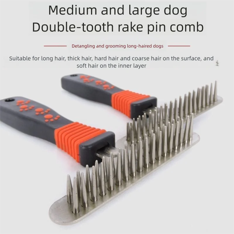 Deshedding Grooming Rake – Detangling Comb for Long-Haired Dogs