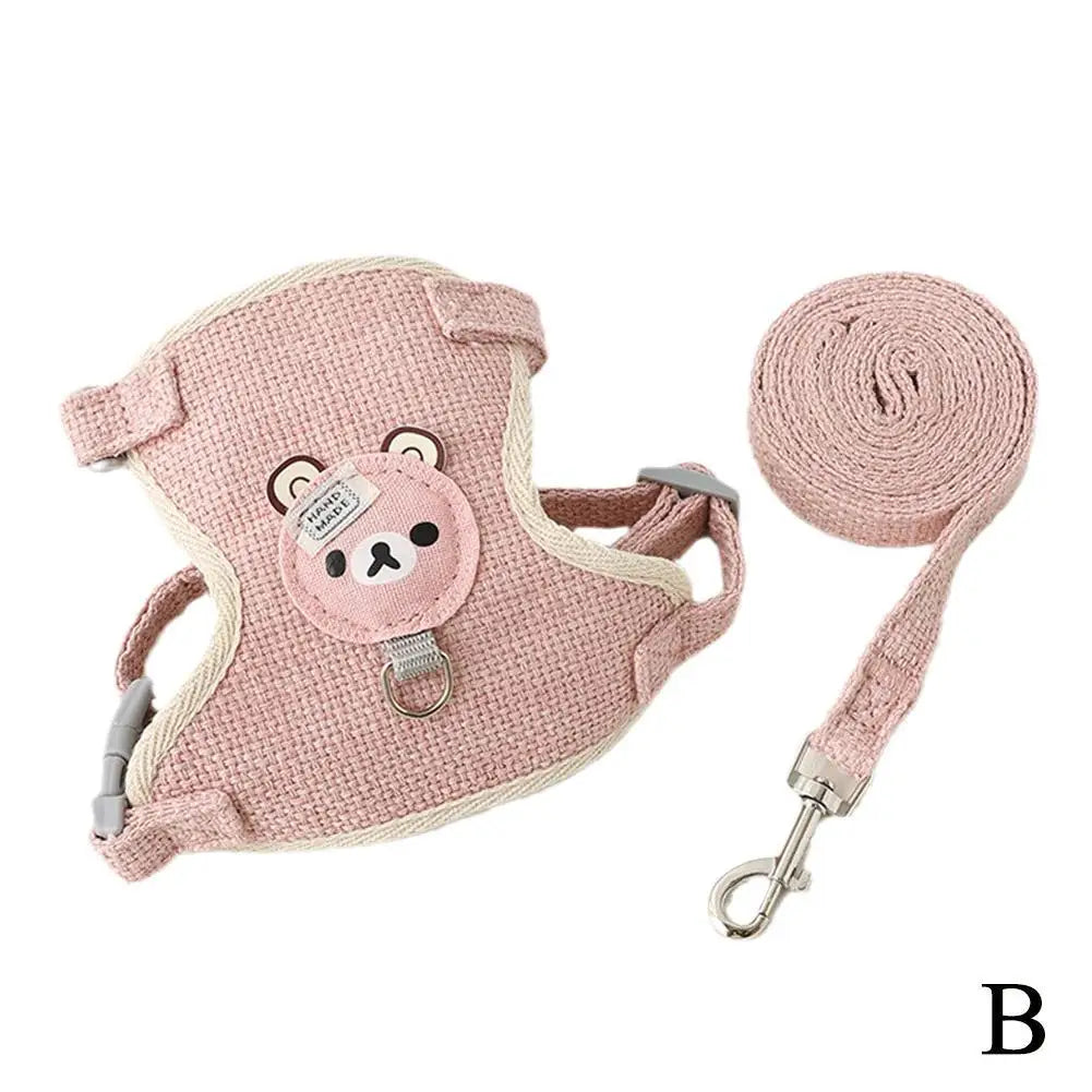 Adjustable Pet Harness & Leash – Breathable Vest for Small Dogs & Cats