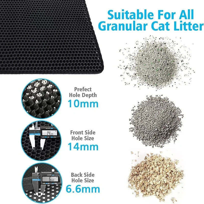 Large Cat Litter Mat – Waterproof Non-Slip Double-Layer Litter Trapping Pad
