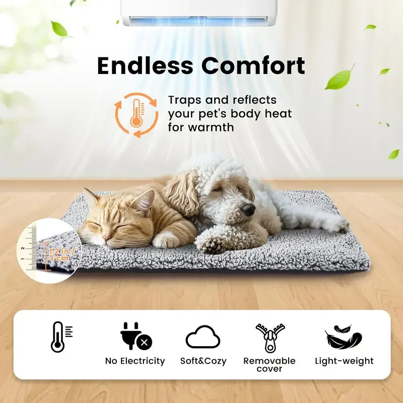 Self-Heating Pet Pad Blanket | No-Electric Thermal Mat for Dogs & Cats