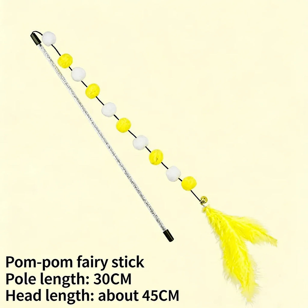 Interactive Cat Teaser Wand – Rainbow Ribbon Stick for Play & Exercise