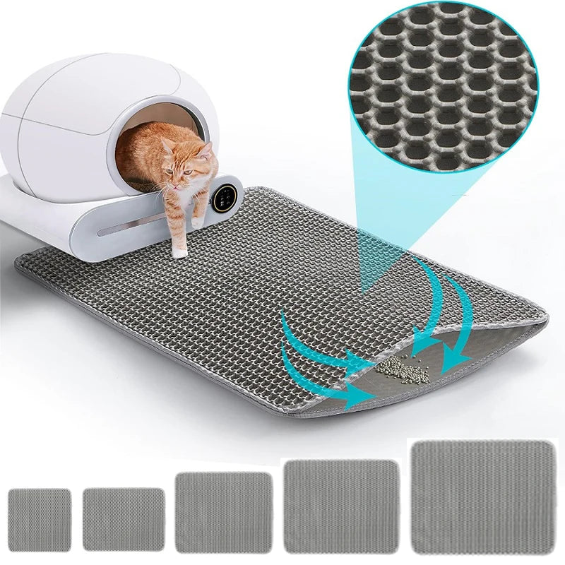 Large Cat Litter Mat – Waterproof Non-Slip Double-Layer Litter Trapping Pad
