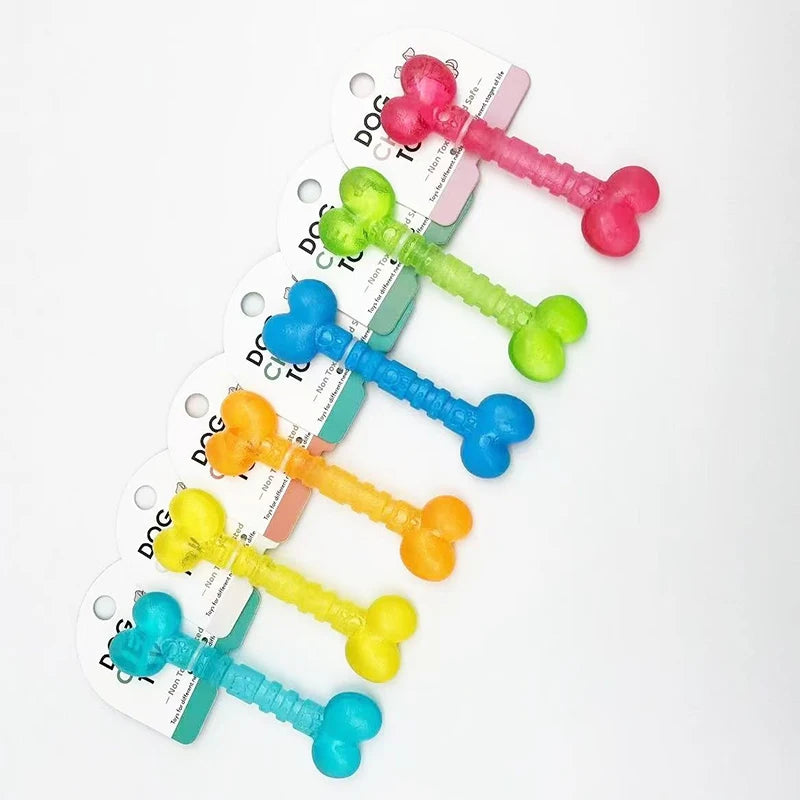 Interactive Rubber Dog Toys | Bite-Resistant Chew Bones & Rings for Small Dogs