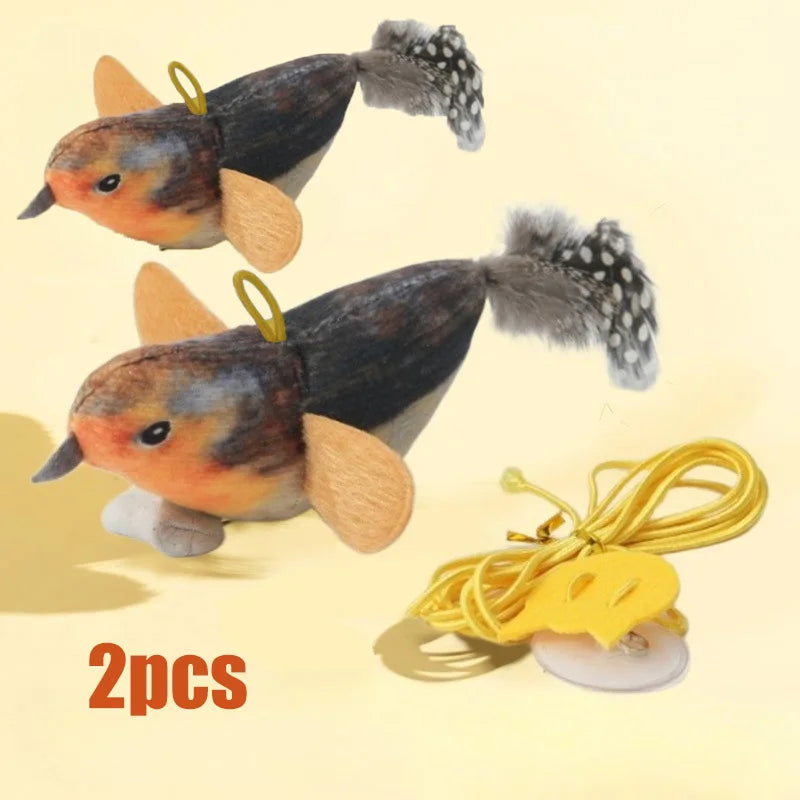 Interactive Cat Bird Toy | Catnip Plush Teaser with Realistic Sound