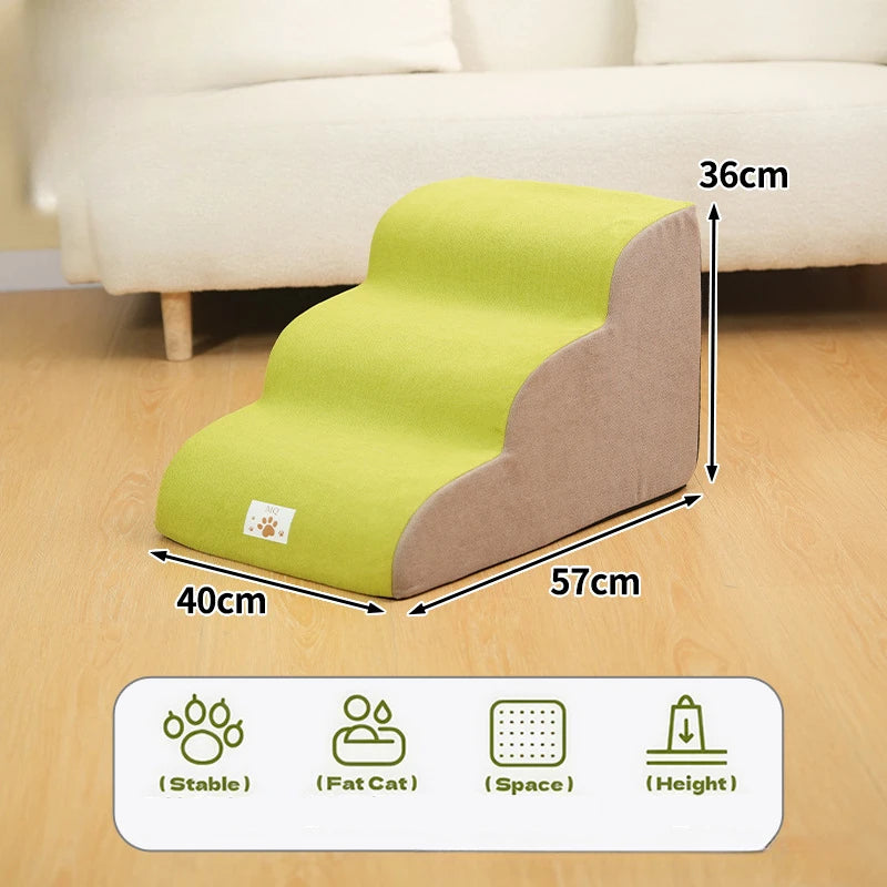 Memory Foam Pet Ramp – 2/3 Step Stair for Dogs & Cats, Removable & Washable