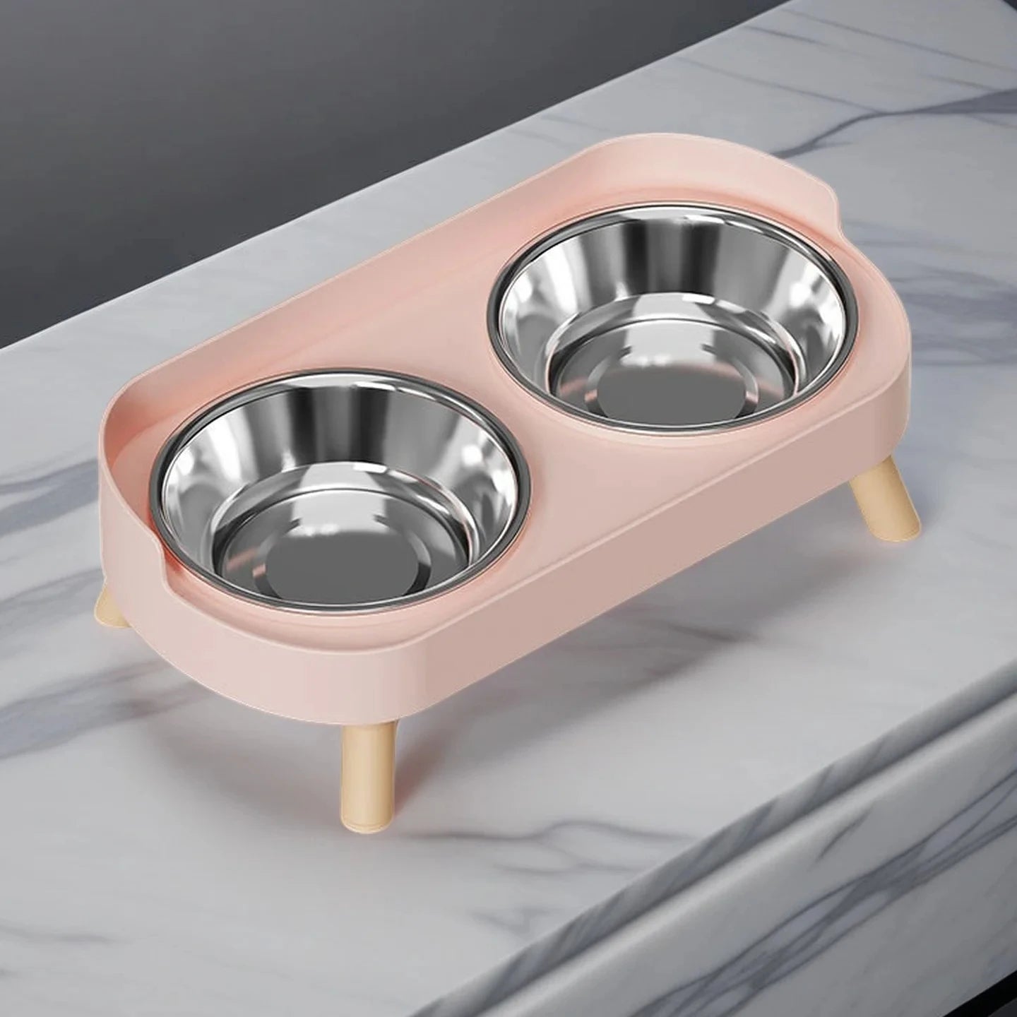 Elevated Pet Feeder – Dual Stainless Steel Bowls with Neck Support for Cats & Dogs