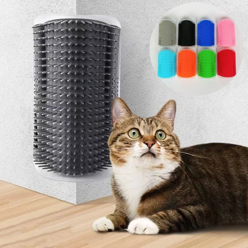 Cat Corner Massage Brush – Self-Cleaning Wall Grooming & Hair Removal Tool