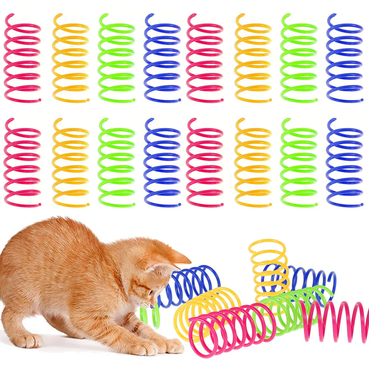 16-Piece Colorful Cat Spring Toys – Interactive Kitten Coil Plastic Toy for Cats