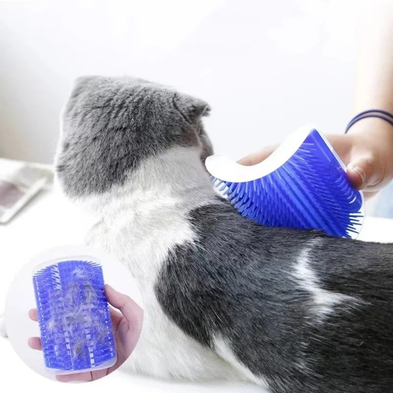 Cat Corner Massage Brush – Self-Cleaning Wall Grooming & Hair Removal Tool