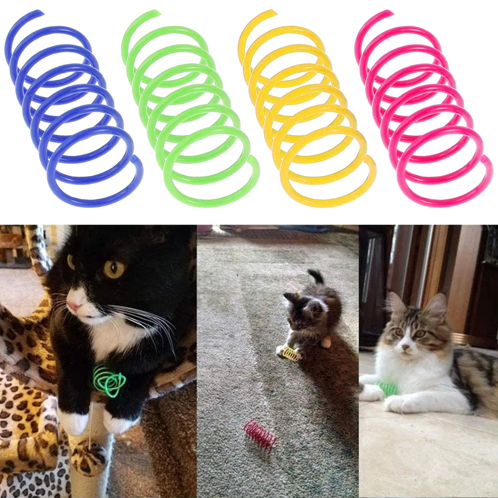 16-Piece Colorful Cat Spring Toys – Interactive Kitten Coil Plastic Toy for Cats