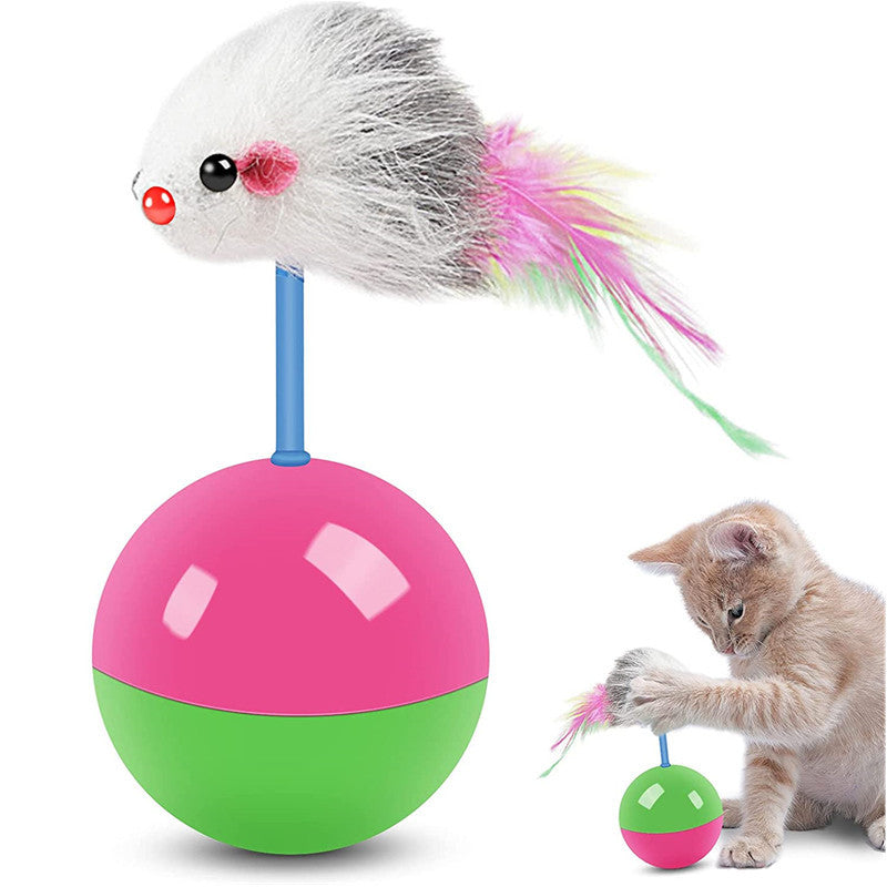 Interactive Cat & Dog Mouse Toy | Self-Righting Teaser for Play & Exercise