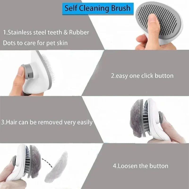 Self-Cleaning Pet Hair Brush – Grooming Tool for Dogs & Cats