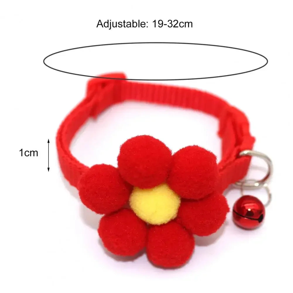 Flower Cat Collar – Adjustable Bell Necklace for Kittens & Small Cats