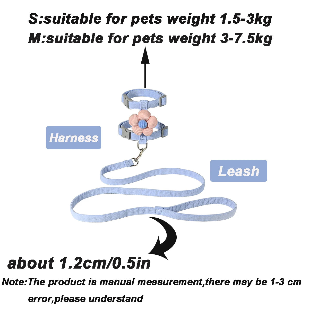Adjustable Cat Harness & Leash Set – Breathable Chest Strap for Small Cats