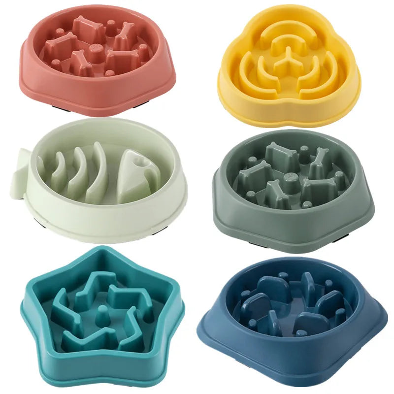 Slow Feeder Dog & Cat Bowl – Anti-Choke, Non-Slip, Healthy Eating, Multiple Colors & Shapes