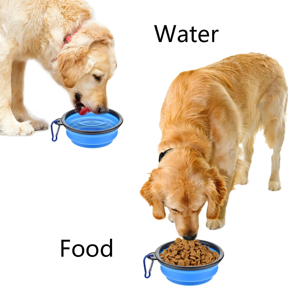 Collapsible Pet Bowl – Portable Silicone Dog & Cat Food and Water Dish with Carabiner
